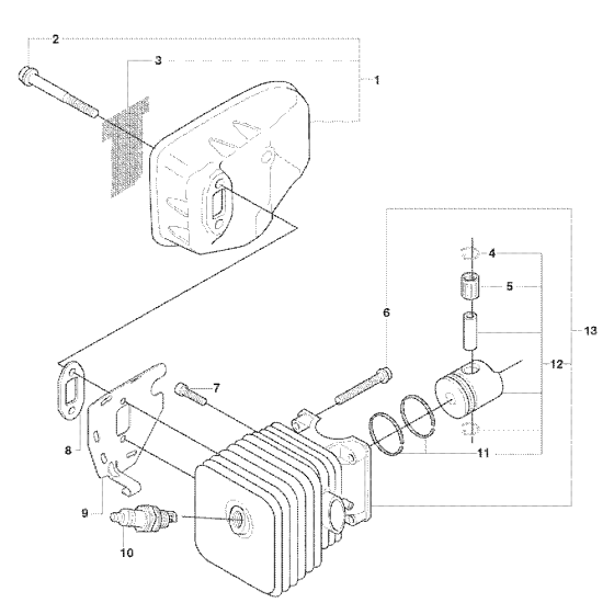 Muffler Assembly for Husqvarna 325 HS99 X-Series Hedge Trimmers