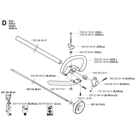 Shaft & Handle Assembly For Husqvarna 325RDX Brushcutter