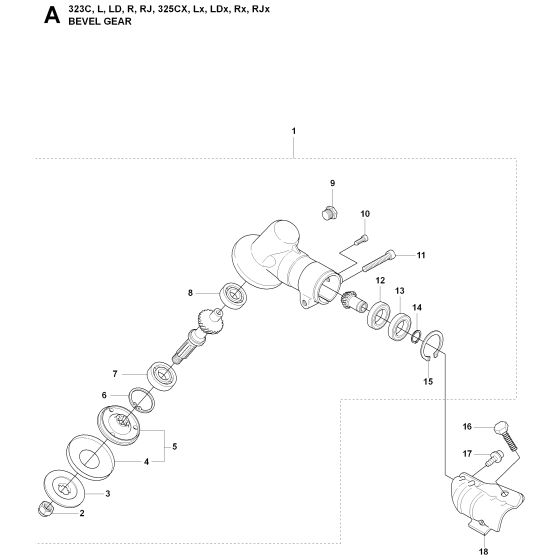 Bevel Gear Assembly For Husqvarna 325RJX Brushcutter