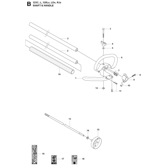 Shaft & Handle Assembly For Husqvarna 325RJX Brushcutter