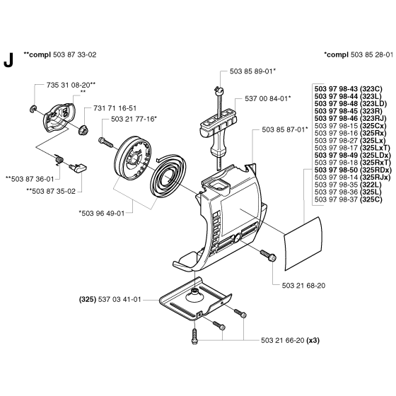 Starter Assembly For Husqvarna 325RXT Brushcutter