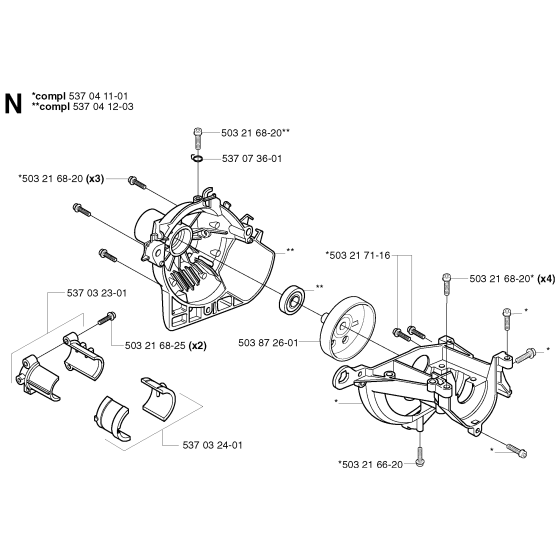 Crankcase Assembly For Husqvarna 325RXT Brushcutter