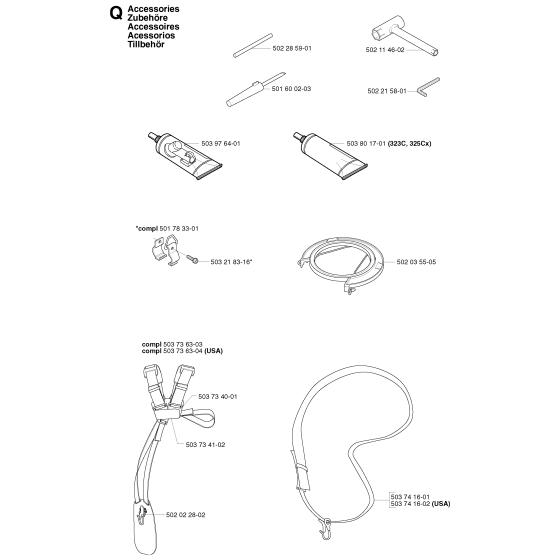 Accessories-1 Assembly For Husqvarna 325RXT Brushcutter