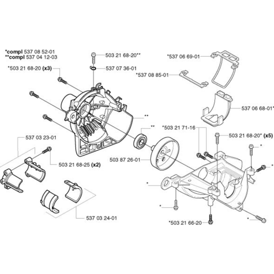 Crankcase for Husqvarna 326 CX Trimmer/ Edgers