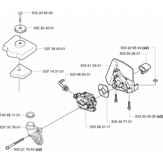 Carburetor & Air Filter for Husqvarna 326 CX Trimmer/ Edgers