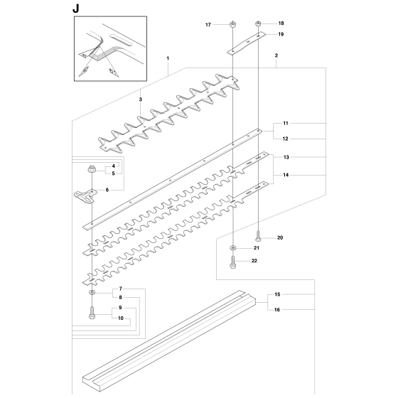 Cutting Equipment Assembly for Husqvarna 326 HD75 X-Series Hedge Trimmers