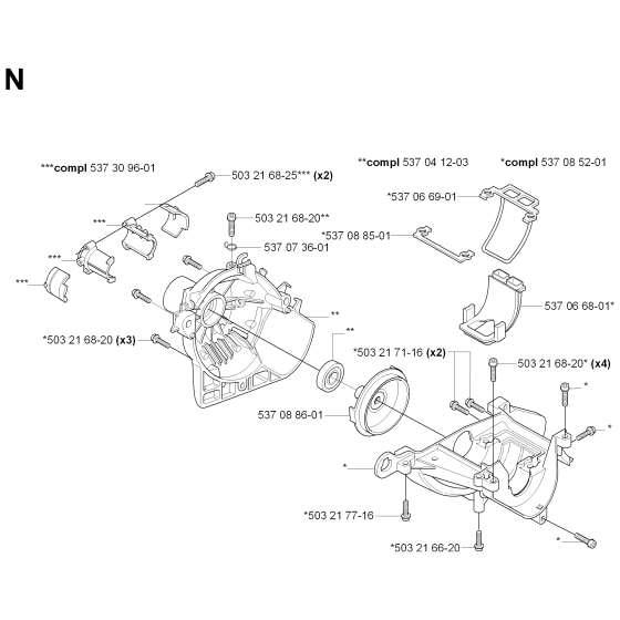 Crankcase & Clutchdrum Assembly for Husqvarna 326 HDA55 X-Series Hedge Trimmers