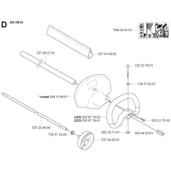 Handle & Controls Assembly for Husqvarna 326 HE3 X-Series Hedge Trimmers