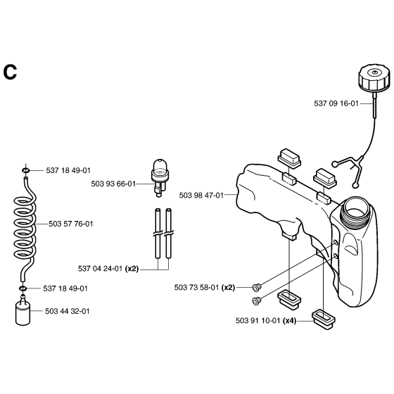 Fuel Tank Assembly for Husqvarna 326 HS75 X-Series Hedge Trimmers