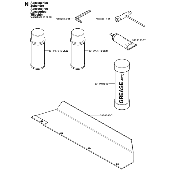 Accessories Assembly for Husqvarna 326 HS99 X-Series Hedge Trimmers