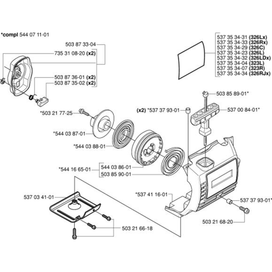 Starter for Husqvarna 326 L Trimmer/ Edgers