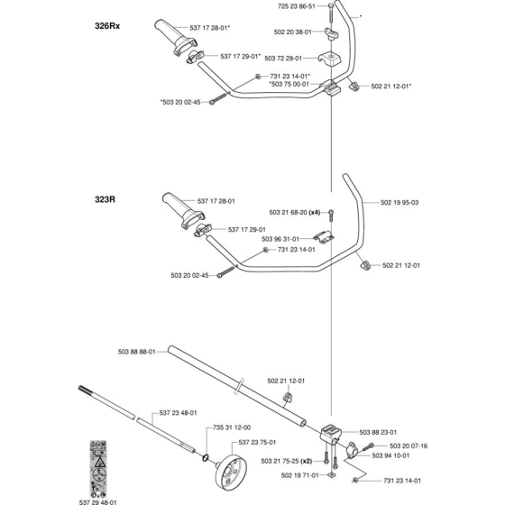 Shaft & Handle-2 for Husqvarna 326 L Trimmer/ Edgers