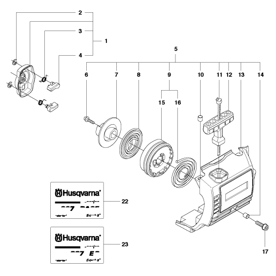 Starter Assembly for Husqvarna 327 HDA65 X-Series Hedge Trimmers