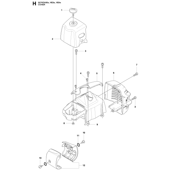 Cylinder Cover Assembly for Husqvarna 327 HE3 X-Series Hedge Trimmers