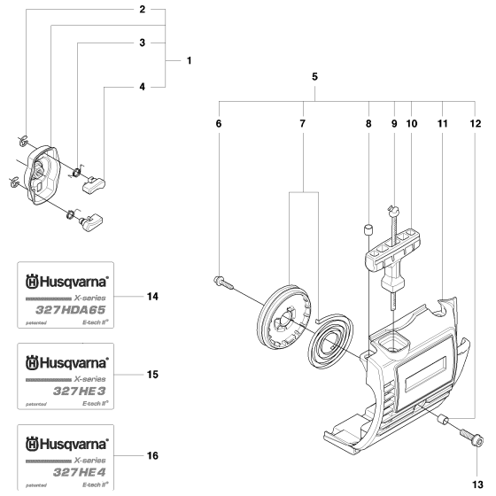 Starter 2 Assembly for Husqvarna 327 HE3 X-Series Hedge Trimmers