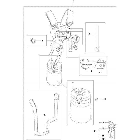 Harness for Husqvarna 327 LDx Trimmer/ Edgers