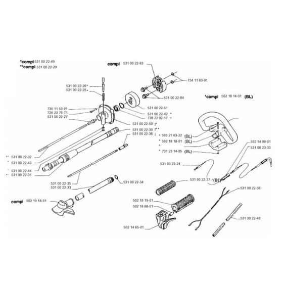 Shaft & Handle for Husqvarna 32 BT Trimmer/ Edgers