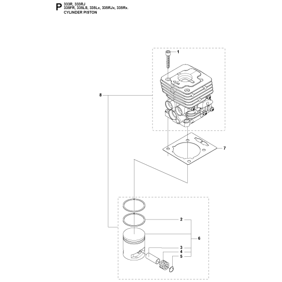 Cylinder Piston Assembly For Husqvarna 335FR Brushcutter