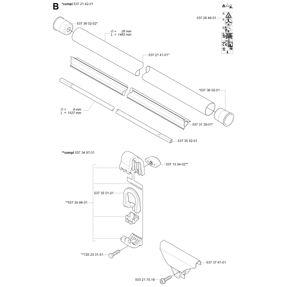 Shaft Assembly For Husqvarna 335R Brushcutter