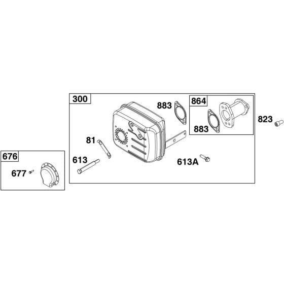 Exhaust System Assembly for Briggs and Stratton Model No. 33S877-0019-G1 Vertical Shaft Engine