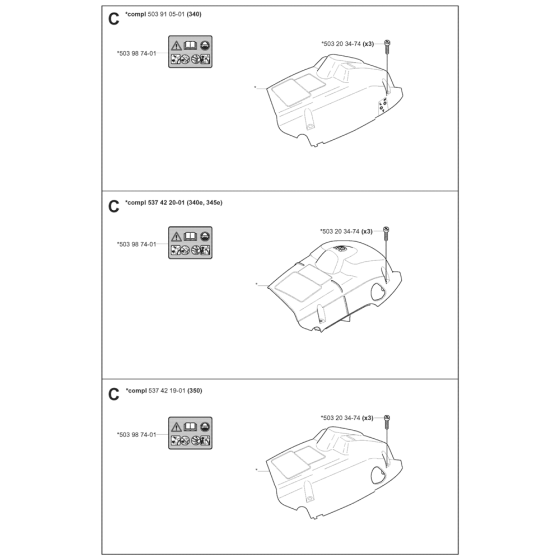 Cylinder Cover Assembly For Husqvarna 340 Chainsaw 