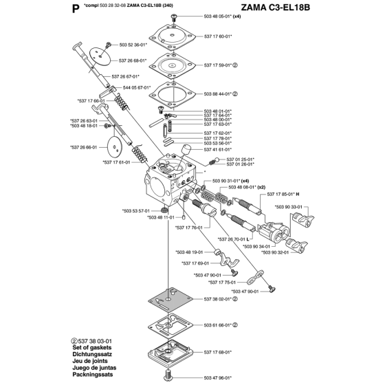 Carburetor Details Assembly For Husqvarna 340e Chainsaw 