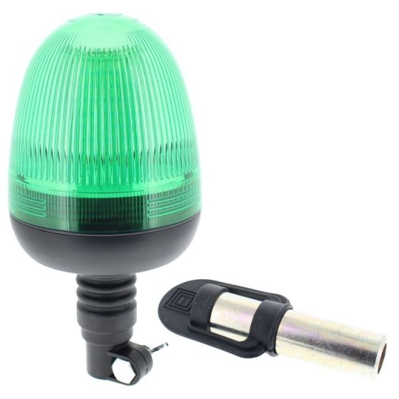 Green LED Medium Flexi DIN Type Fixing Flashing Beacon - Spigot Kits