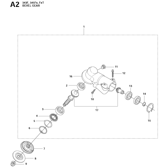 Bevel Gear Assembly For Husqvarna 343F Brushcutter