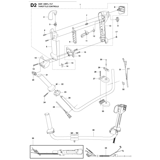 Throttle Controls Assembly For Husqvarna 343F Brushcutter