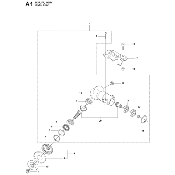 Bevel Gear Assembly For Husqvarna 343Fr Brushcutter