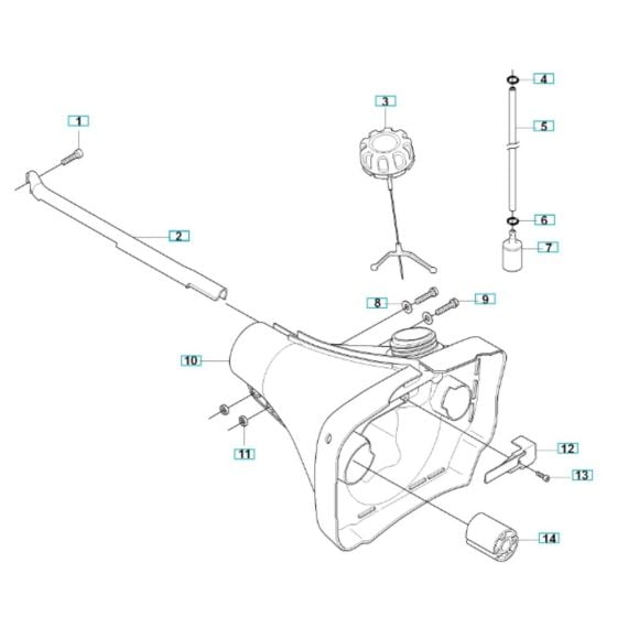 Fuel Tank Assembly for Husqvarna 343FRM Brushcutter