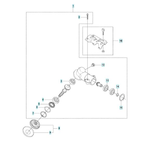 Bevel Gear Assembly for Husqvarna 343FRM Brushcutter