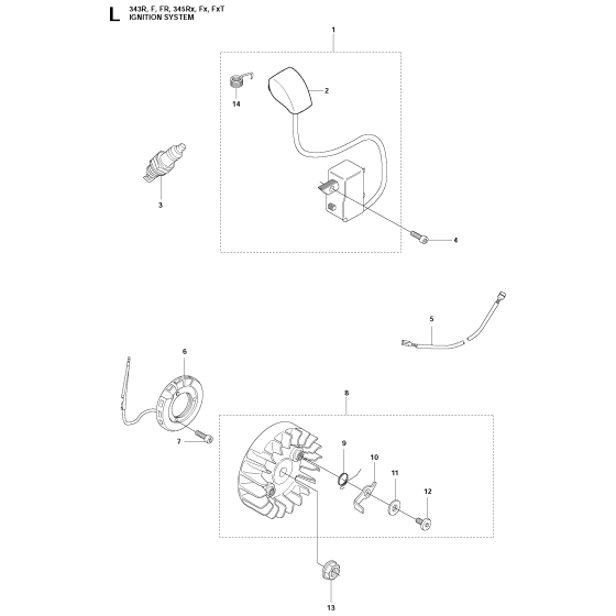 Ignition System Assembly For Husqvarna 343R Brushcutter