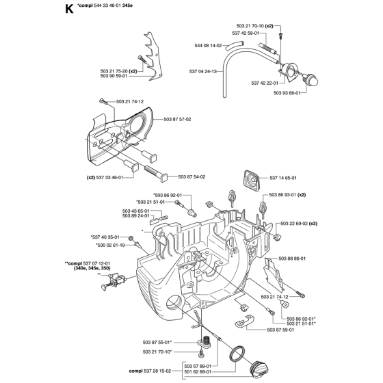 Crankcase-1 Assembly For Husqvarna 345e Chainsaw 