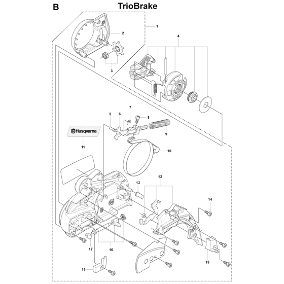 Chain Brake & Clutch Cover-1 Assembly For Husqvarna 345e Triobrake Chainsaw 