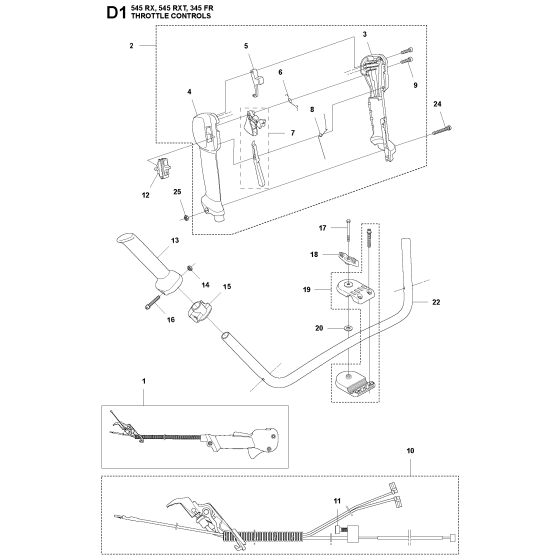 Throttle Controls Assembly For Husqvarna 345FR Brushcutter