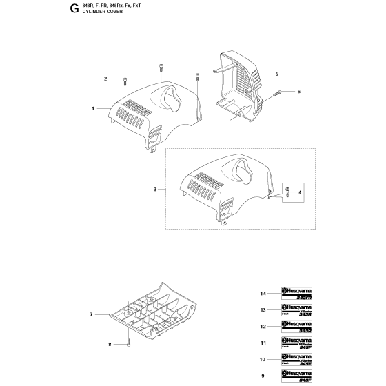 Cylinder Cover Assembly For Husqvarna 345FXt Brushcutter