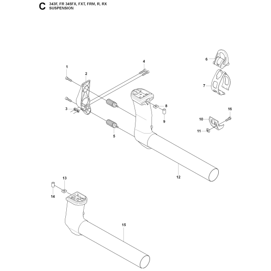 Tower Assembly For Husqvarna 345R Brushcutter