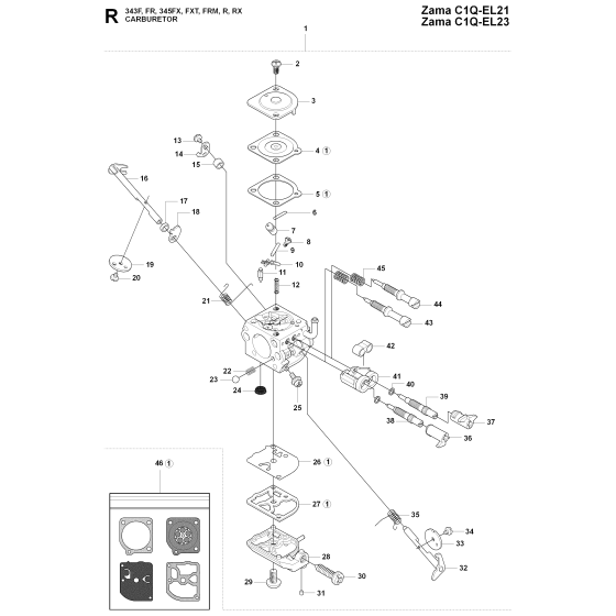 Carburetor Details Assembly For Husqvarna 345R Brushcutter