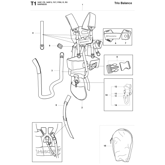 Harness Assembly For Husqvarna 345R Brushcutter