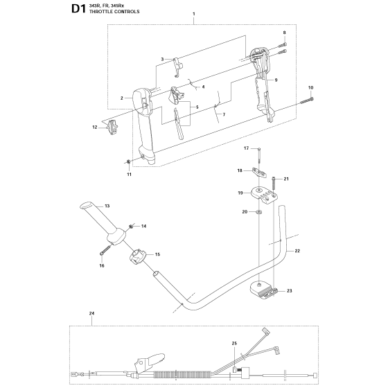 Throttle Controls Assembly For Husqvarna 345RX Brushcutter