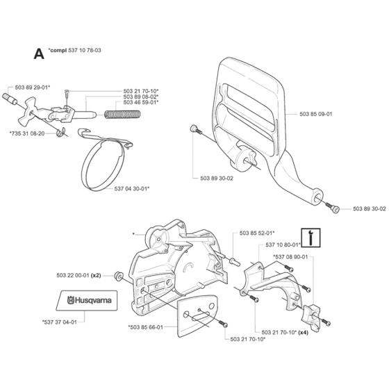 Chain Brake & Clutch Cover Assembly For Husqvarna 350 Chainsaw 