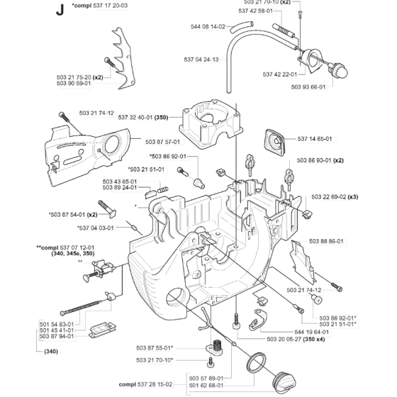 Crankcase Assembly For Husqvarna 350 Chainsaw 