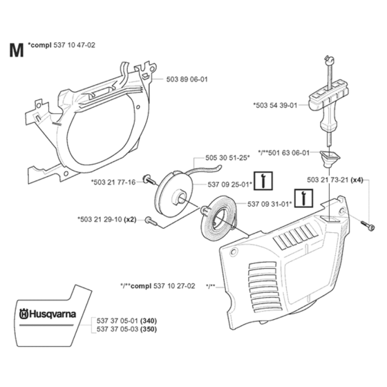 Starter Assembly For Husqvarna 350 Chainsaw 