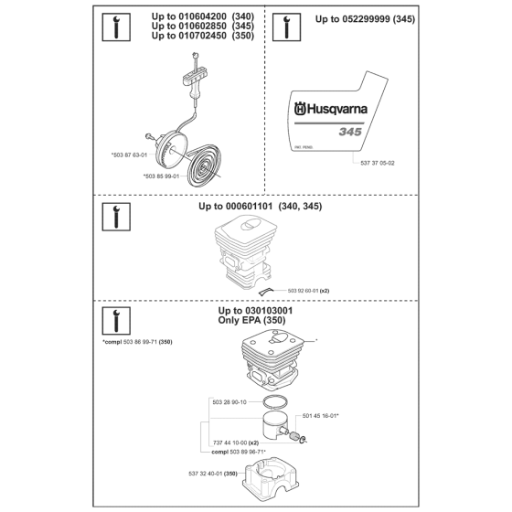 Service Updates-1 Assembly For Husqvarna 350 Chainsaw 