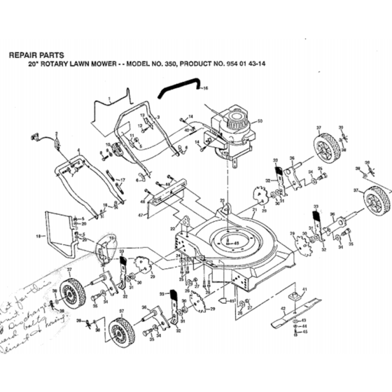 Product Complete Assembly for Husqvarna 350 WALK MOWER Series 3 Consumer Lawn Mowers