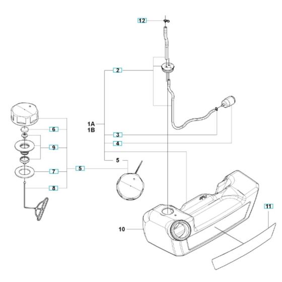 Fuel Tank Assembly for Husqvarna 350BF Blower