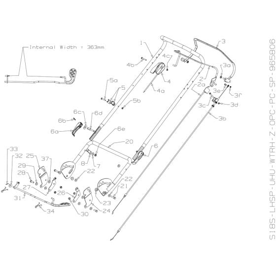 Handle Assembly for Masport 350ST SP 2009 Mar Mower