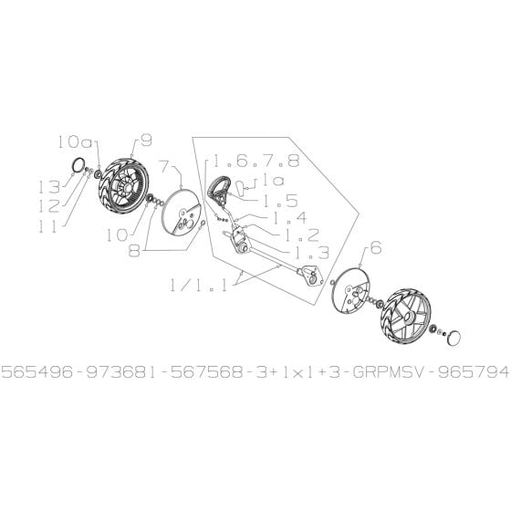 Wheel Assembly for Masport 350ST SP 2009 Mar Mower