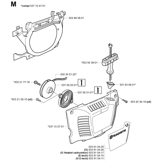 Starter Assembly For Husqvarna 351 Chainsaw 